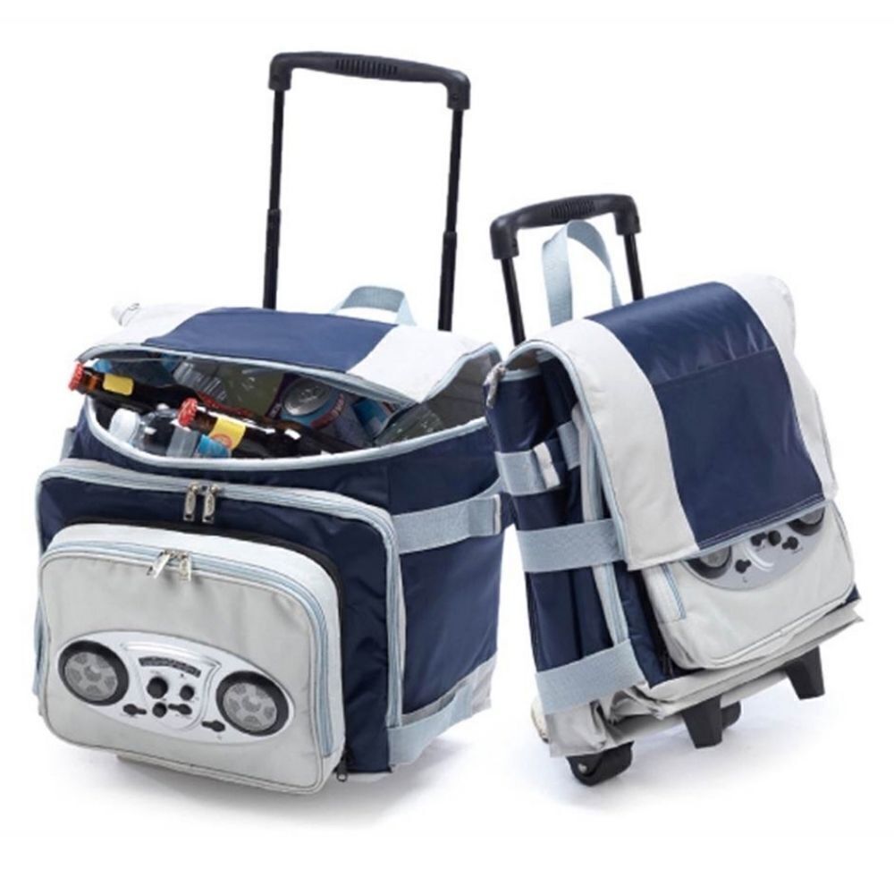 💜NWOT Picnic Plus "Cooladio" Rolling Insulated Cooler Radio Cart